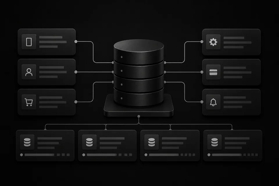Monochrome mobile backend and connected database system